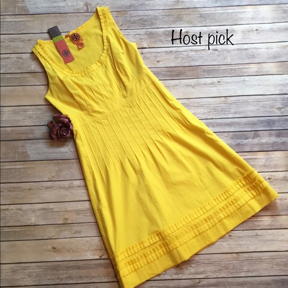 Tory Burch Dresses & Skirts - Tory Burch Darla Yellow pin tuck dress!